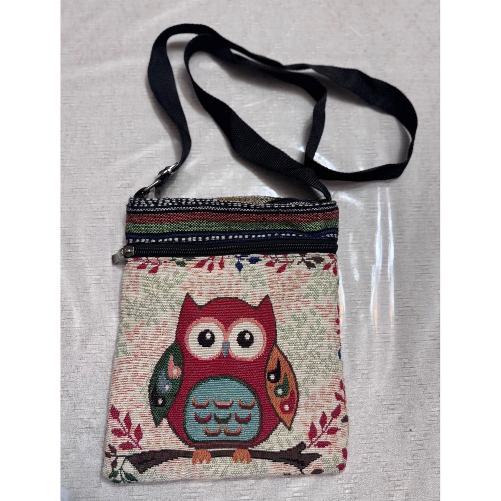 Boho Owl Crossbody Fall Bag | Colorful Woven Tapestry | Eclectic Bohemian Style